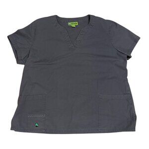 Crocs Medical Apparel XXLT Charcoal Grey Short Sleeve V-Neck Scrub Top With Pock